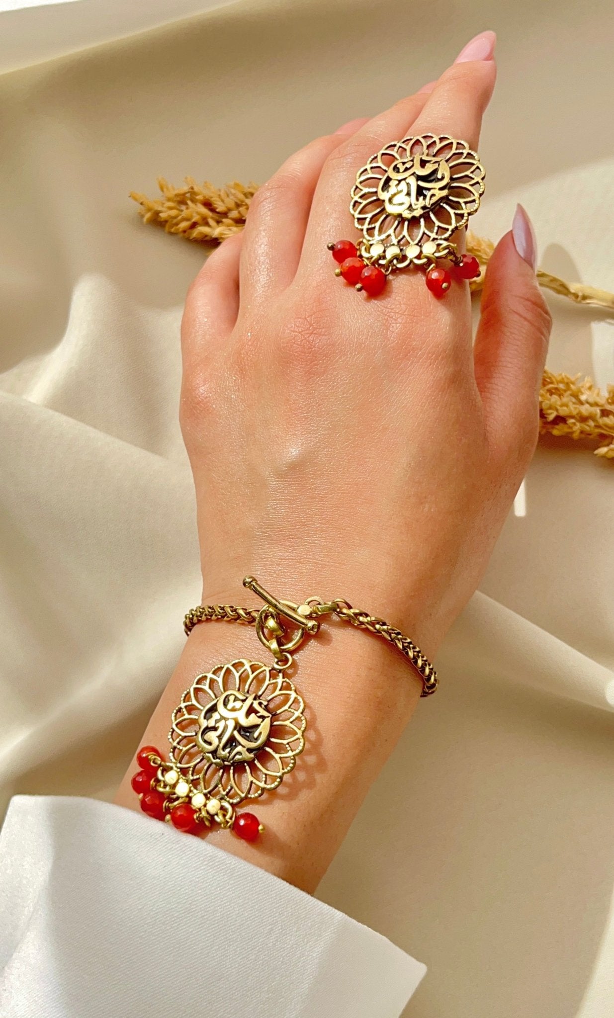 Oriental Blossom Arabic Calligraphy Set -  Pure Copper