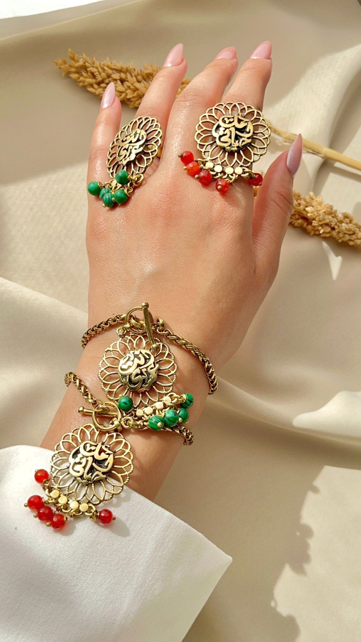 Oriental Blossom Arabic Calligraphy Set -  Pure Copper