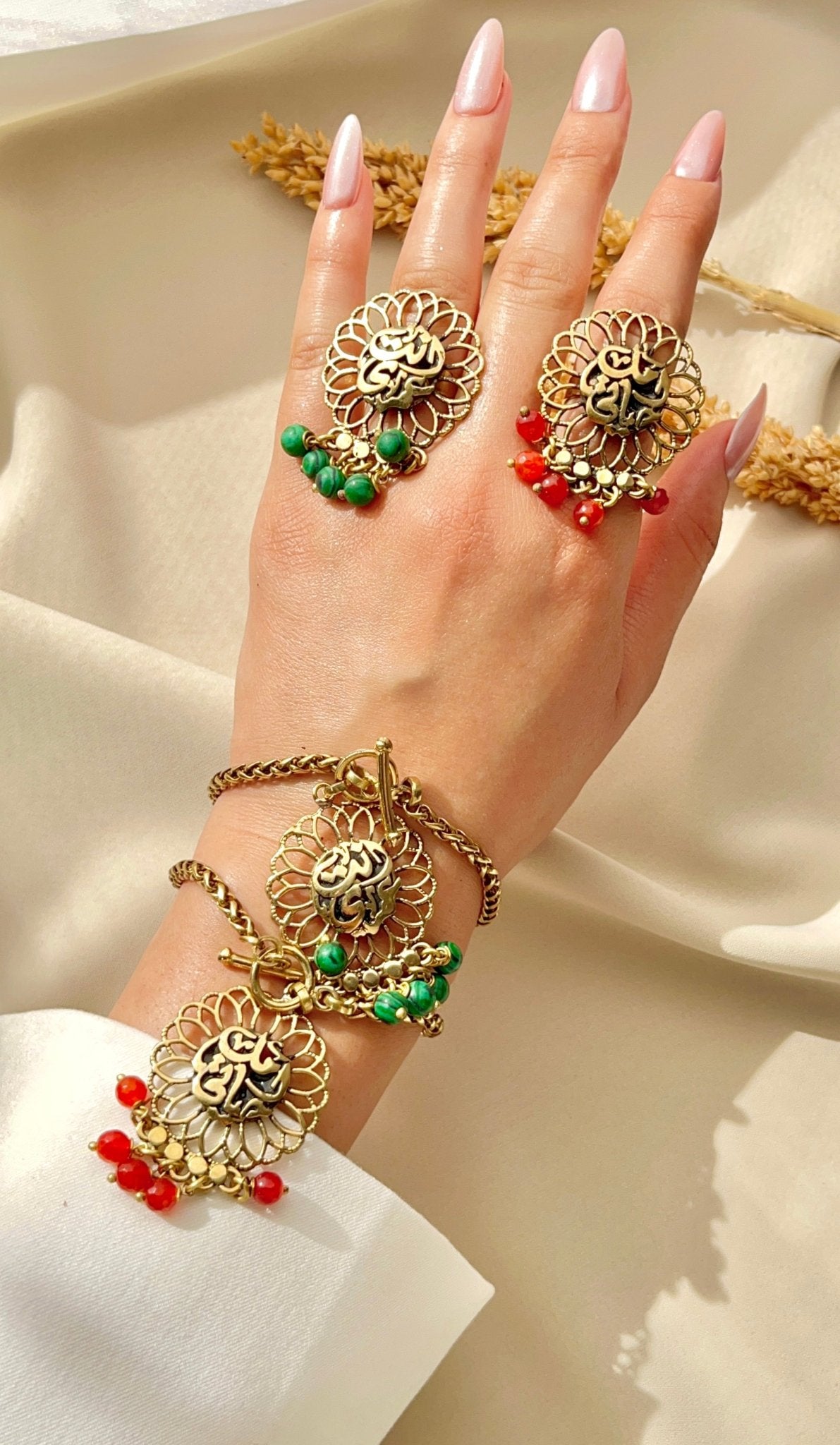 Oriental Blossom Arabic Calligraphy Set -  Pure Copper