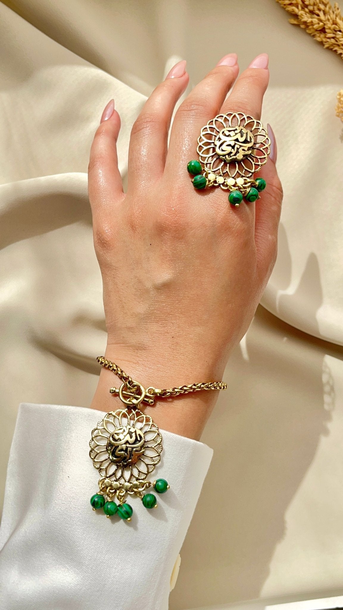 Oriental Blossom Arabic Calligraphy Set -  Pure Copper