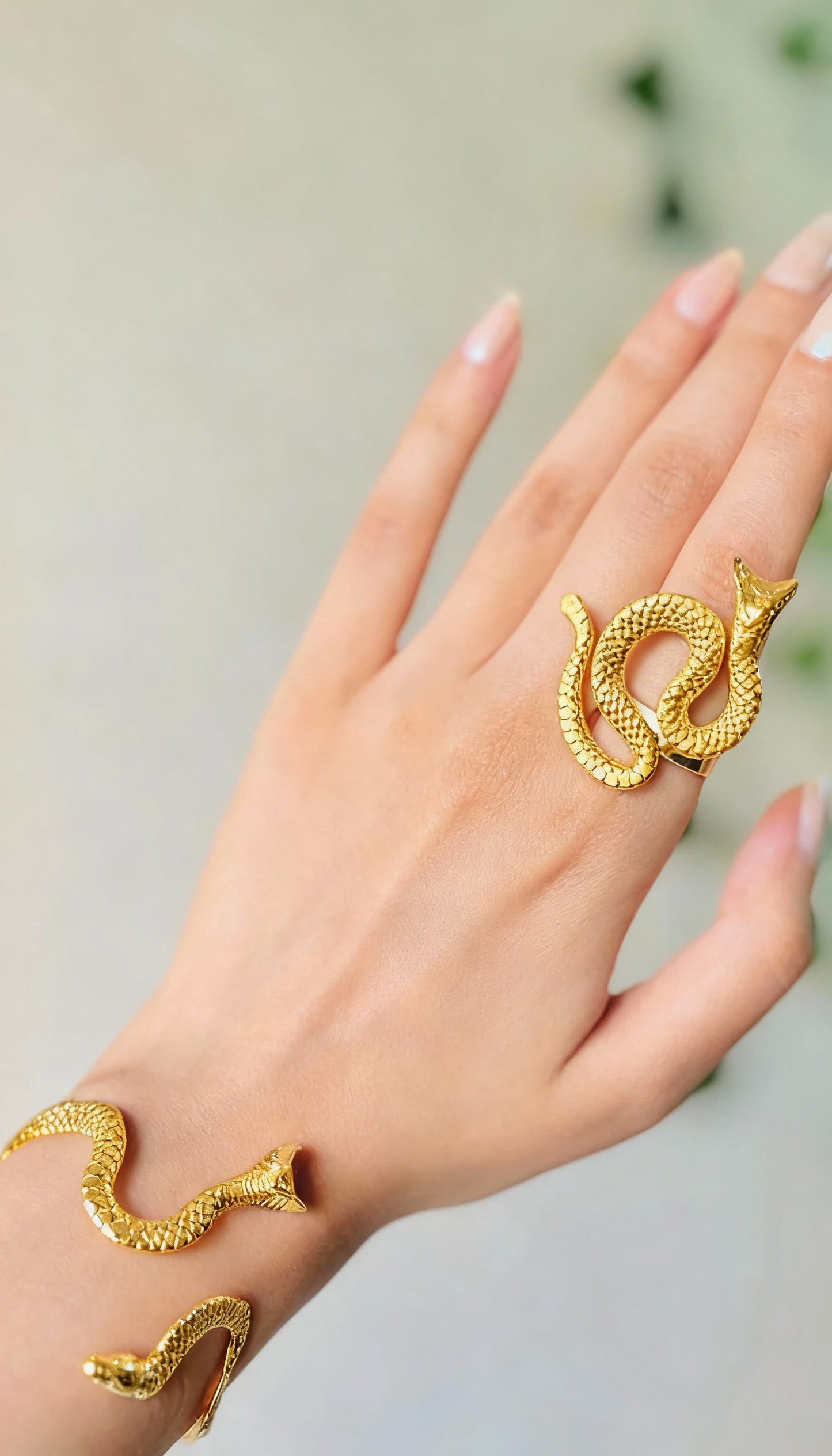 Snake Wrap Ring & Cuff Bracelet – Mythic Serpent Design