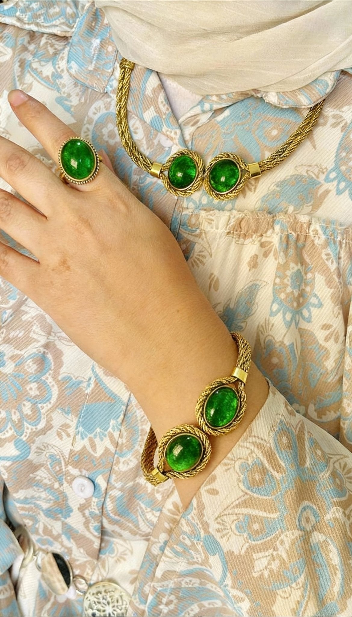 Twisted Copper Agate Set – Black & Green Collection