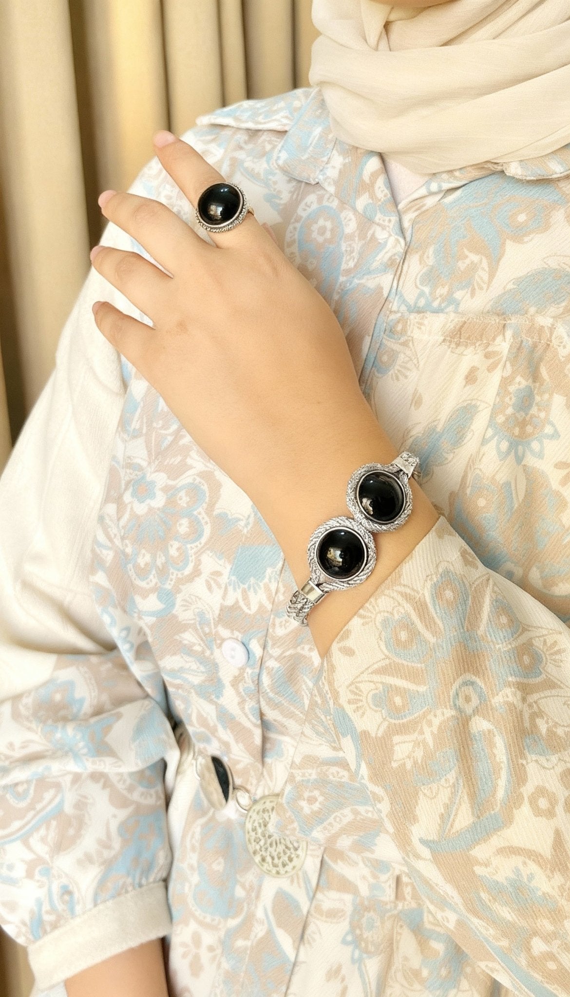 Twisted Copper Agate Set – Black & Green Collection