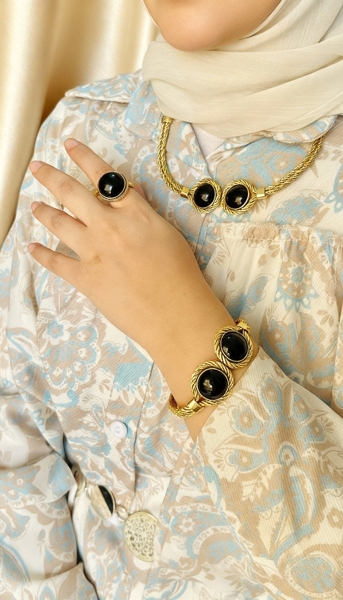 Twisted Copper Agate Set – Black & Green Collection