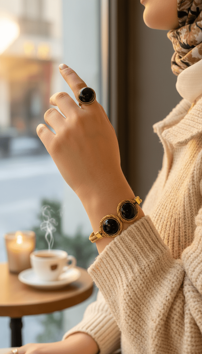 Twisted Copper Agate Set – Black & Green Collection