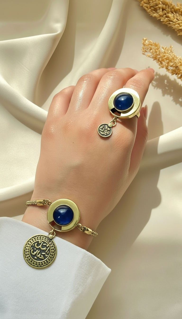 Classic Arabic Charm Set – Red & Navy Stone Edition