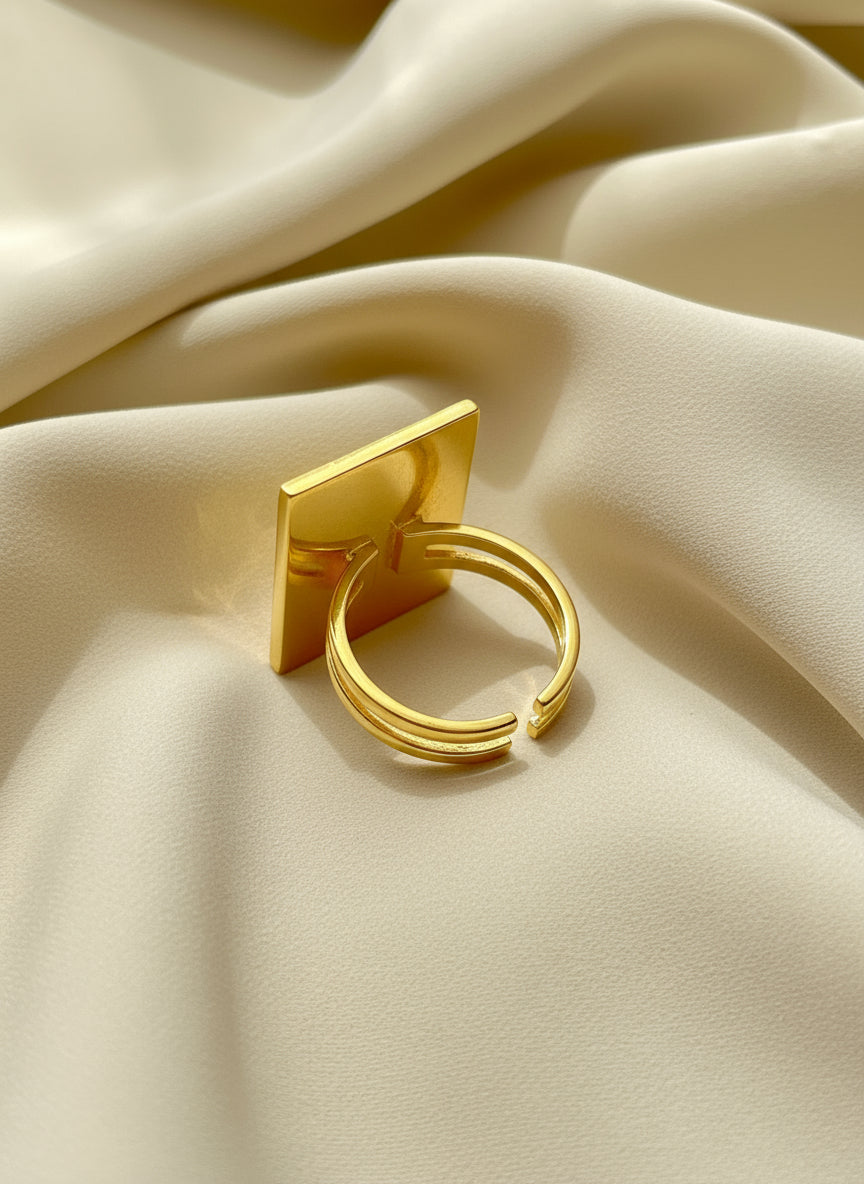 Gold-Plated Arabic Ring – Ayat al-Kursi Engraved