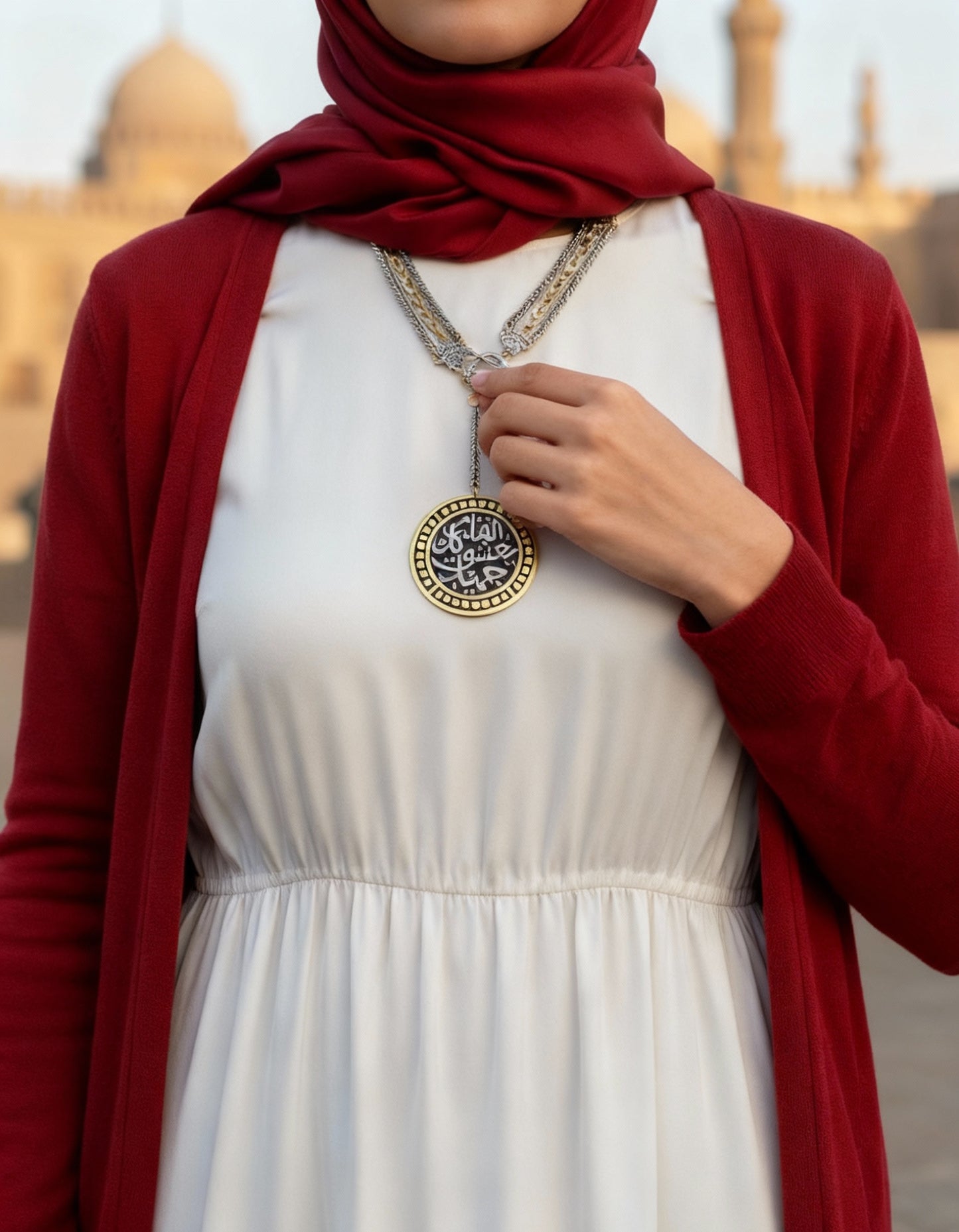 Dual-Tone Arabic Calligraphy Necklace – The heart falls in love with everything beautiful