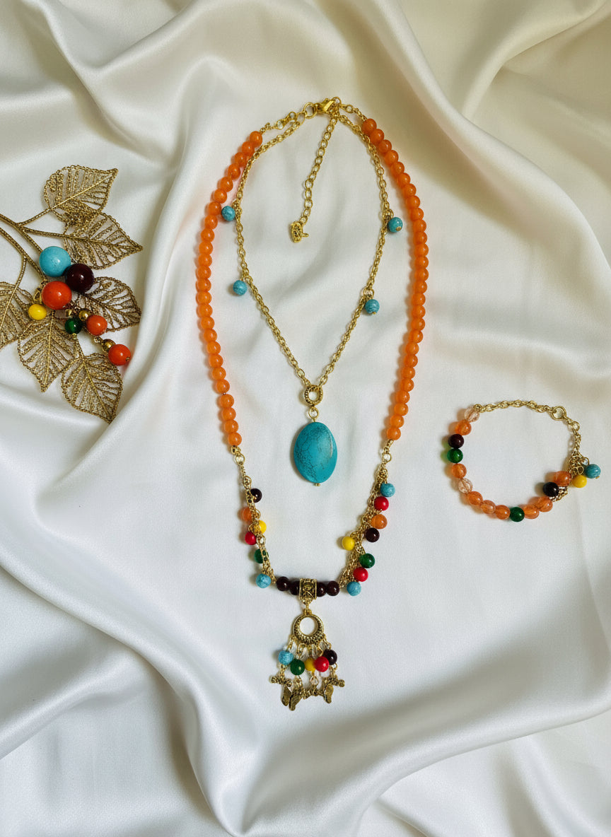 Sun & Sky Bohemian Set – Natural Alabaster & Turquoise