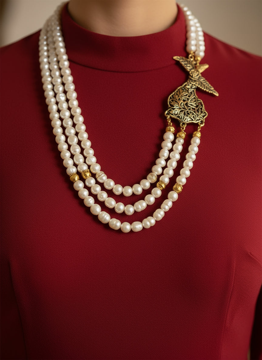 Whispers of the Dervish – Sufi Pearl Layered Necklace