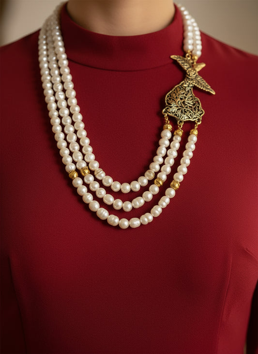 Whispers of the Dervish – Sufi Pearl Layered Necklace