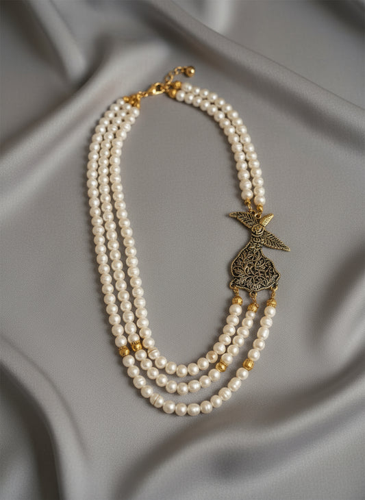Whispers of the Dervish – Sufi Pearl Layered Necklace