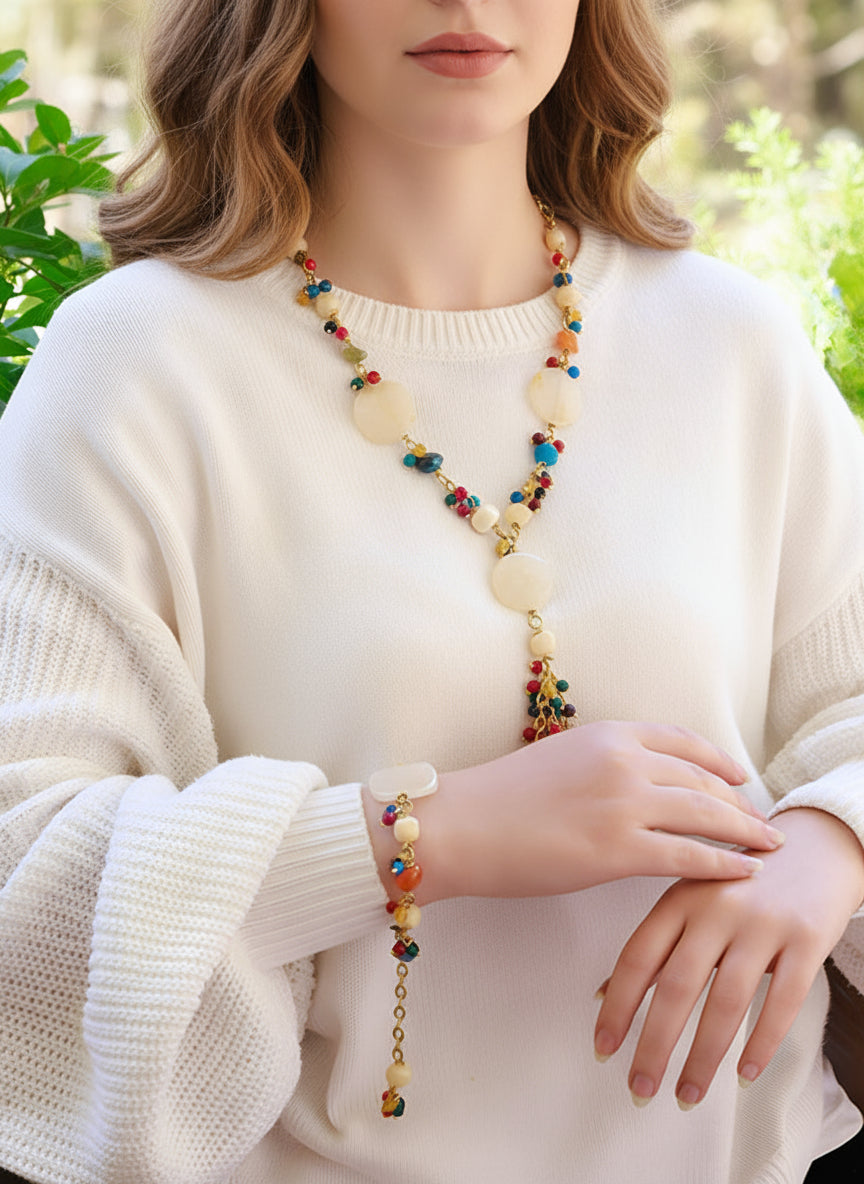 Bohemian Multicolor Agate Statement Set