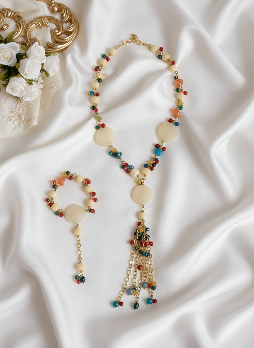 Bohemian Multicolor Agate Statement Set