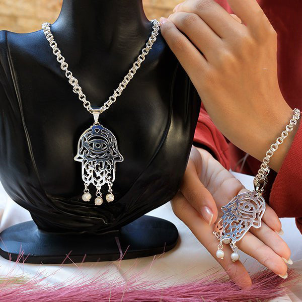 Sufi Hamsa Set – Symbol of Light & Protection - Silver-Plated
